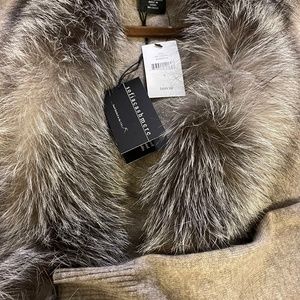 Sofia Cashmere Fox Trim Cardigan NWT